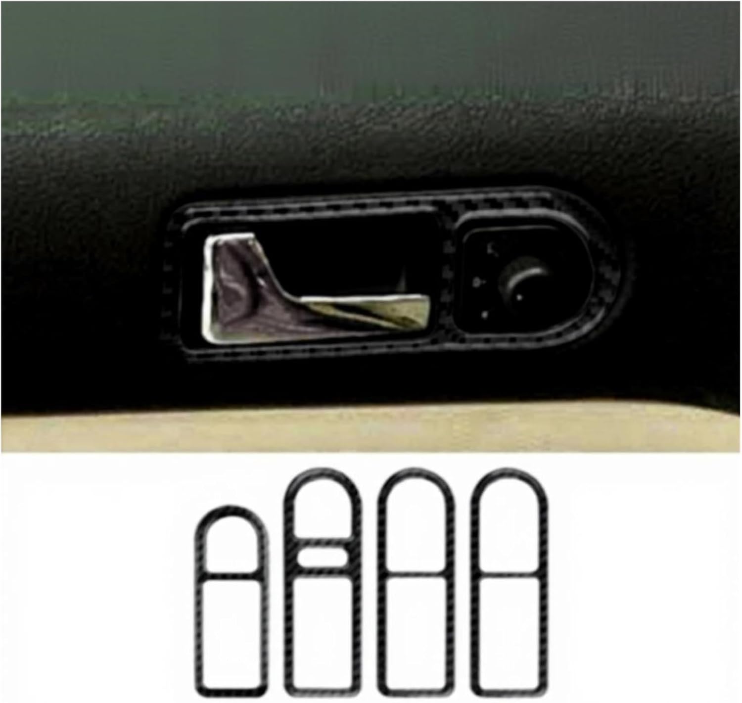 Real Soft Carbon Fiber Compatible for VW Golf 4 GTI Jetta MK4 1999 2000 2001 2002 2003 2004 Car Door Handle Interior Trim Sticker(Type B Black Carbon)