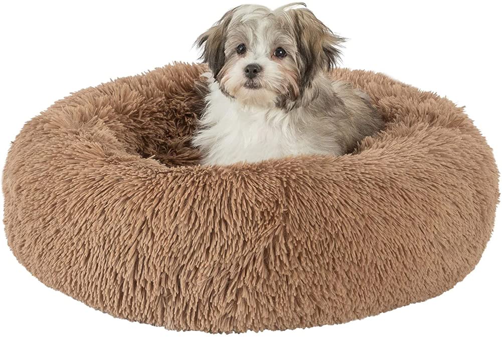 Luxury Shag Fuax Fur Donut Cuddler for Small Medium Large and extra large Dog&Cats-M