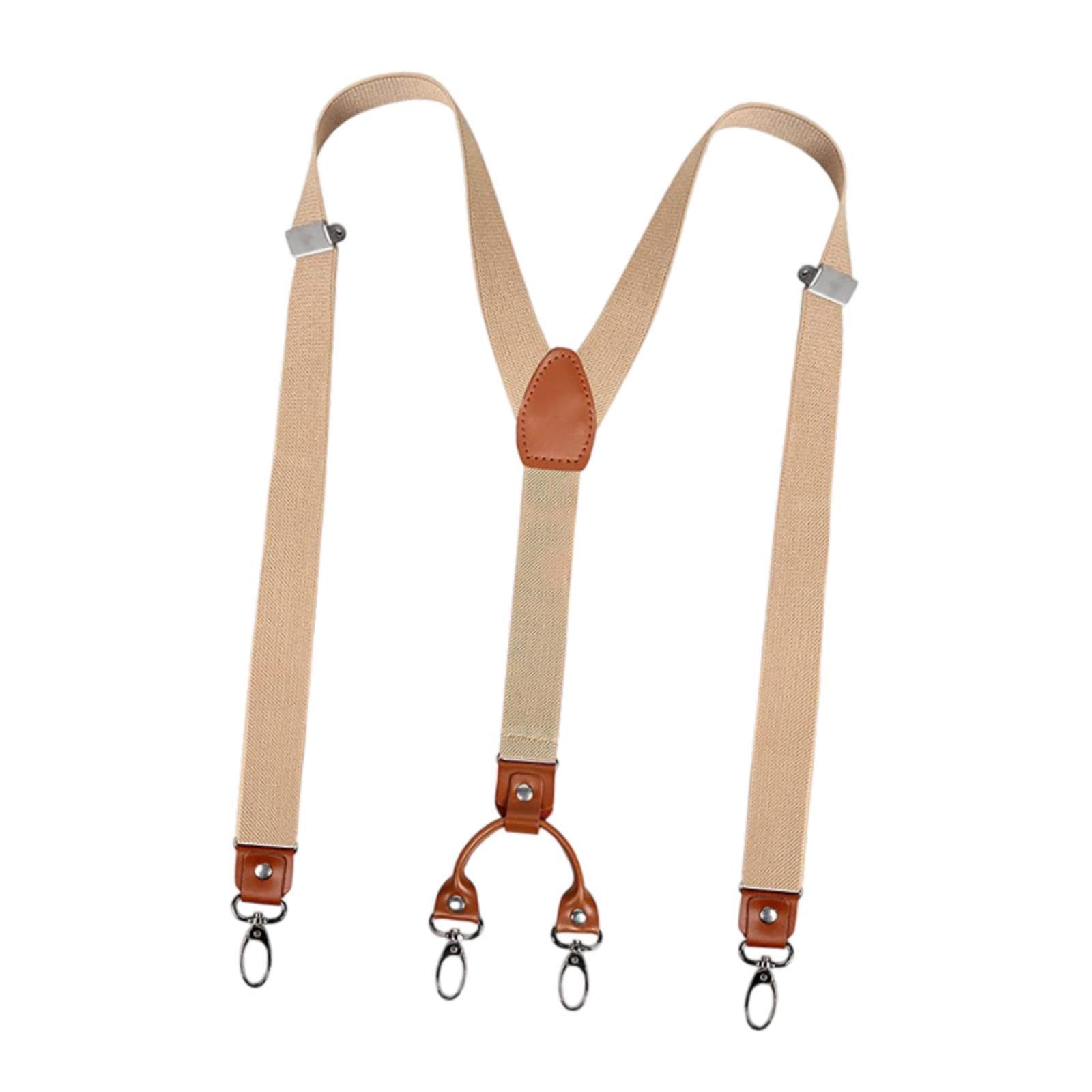 Suspenders for Men Comfortable Trousers Braces for Shirt Wedding Accessories Beige | Clothing Shoes & Accessories | Mens Accessories | Suspenders Braces-image-38