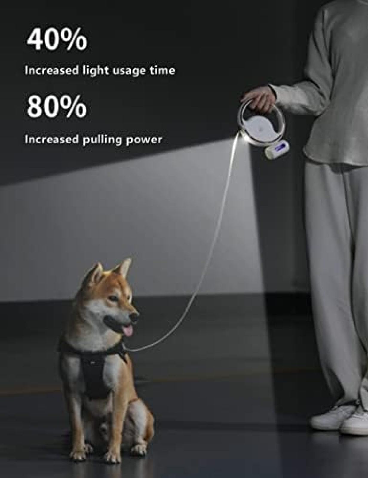 Correa Retráctil para Perros con Dispensador De Bolsas para Caca De 3 M, con Luz LED, Correa Extensible para Perros para Mayor Visibilidad Y Seguridad.,Negro