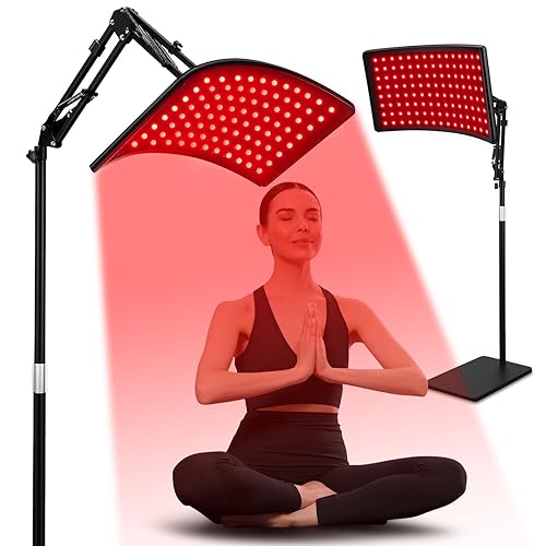 Red Light Therapy Lamp for Body, Infrared Light Therapy Lamps with Stand 660nm Red Light &850nm Near Infrared Light Therapy Lamp Device for Body at Home with Eyes Protection Goggles(Brown Black)