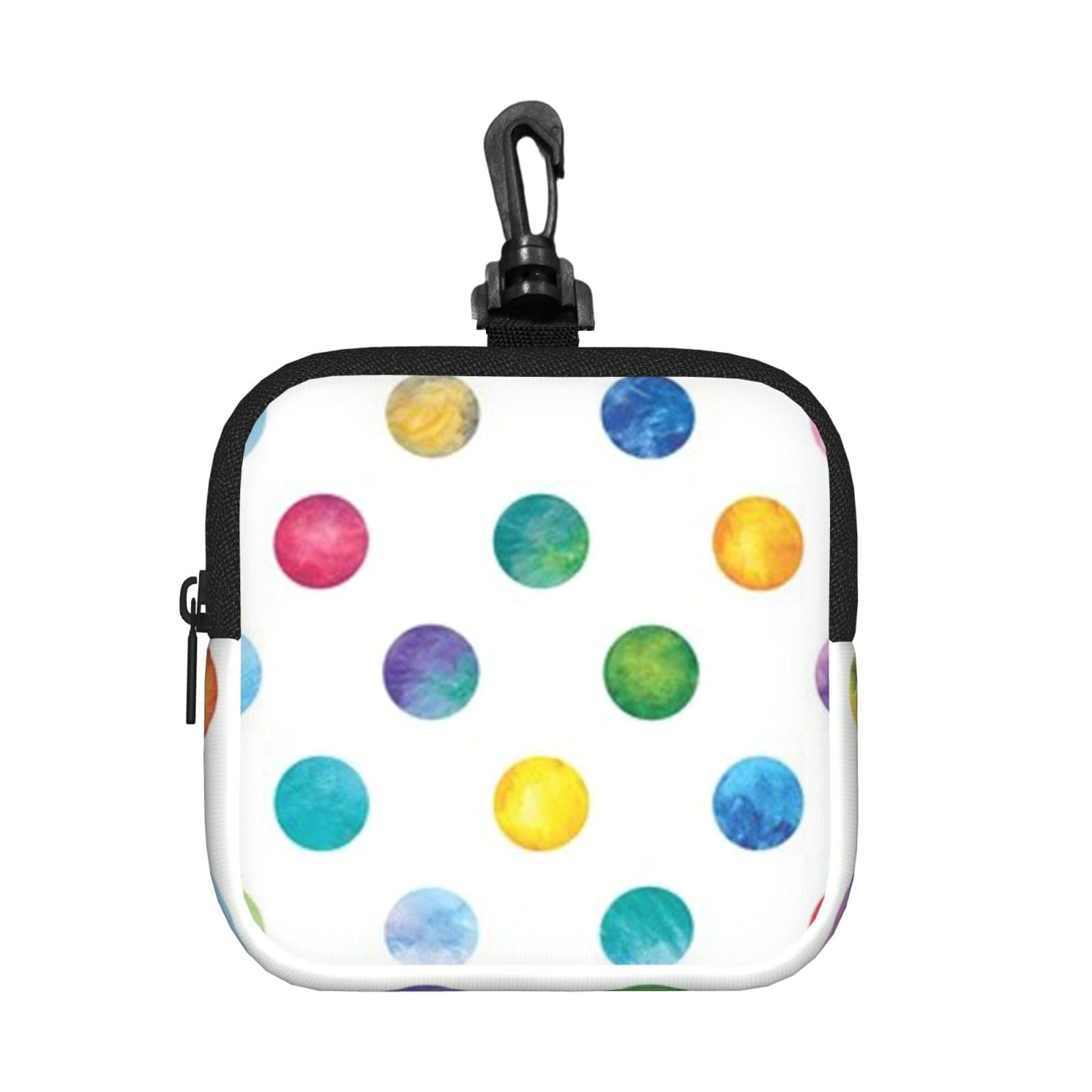 Blue Polka Dot Pattern Print Square Storage Bag Travel Toiletry Cosmetic Organizer Pouch Lightweight Reusable