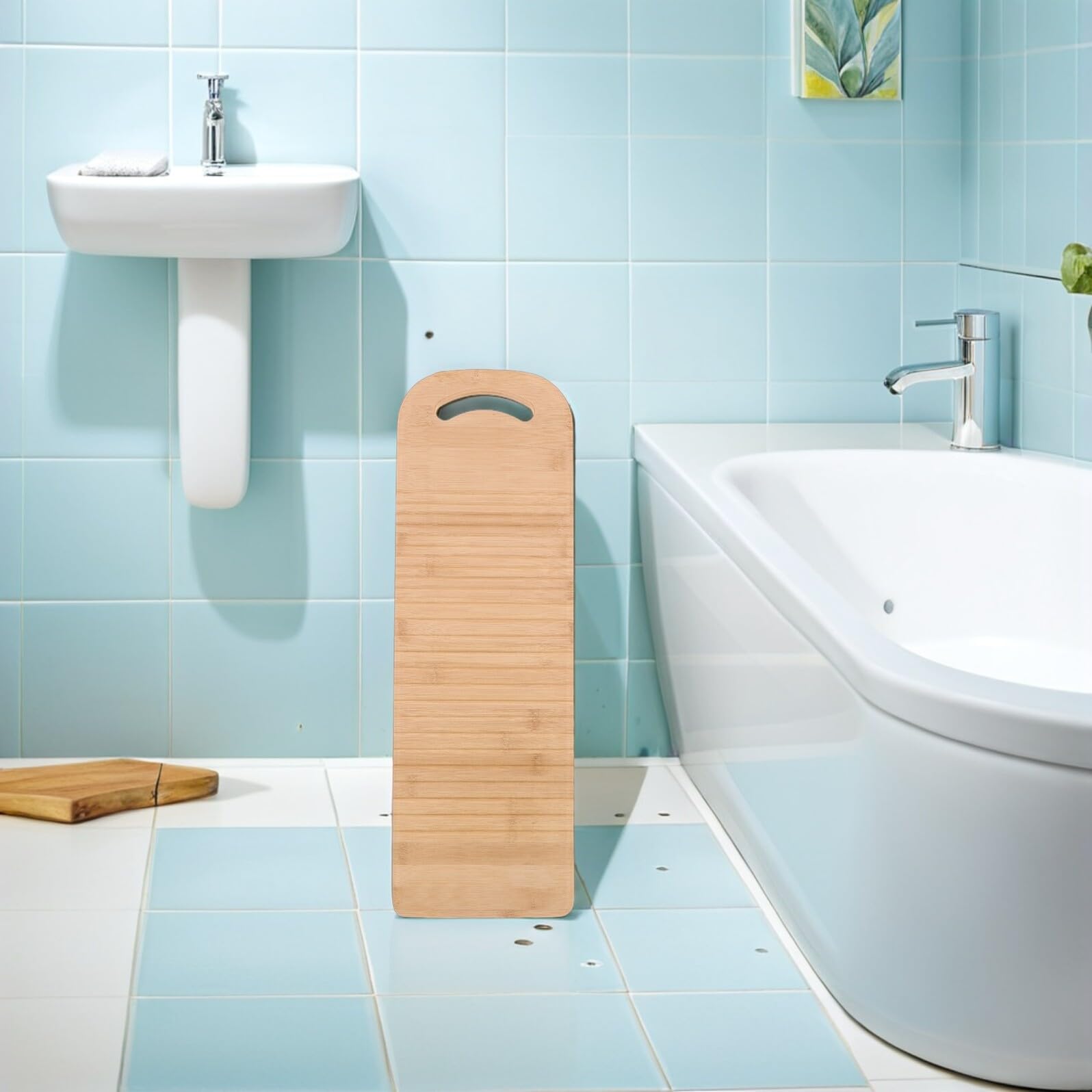 Planche à Laver Portable Bambou Antidérapante Planche à Laver Manuelle Ergonomique pour Nettoyage des Vêtements Outil de Lavage à Main Pratique et Léger pour Maison