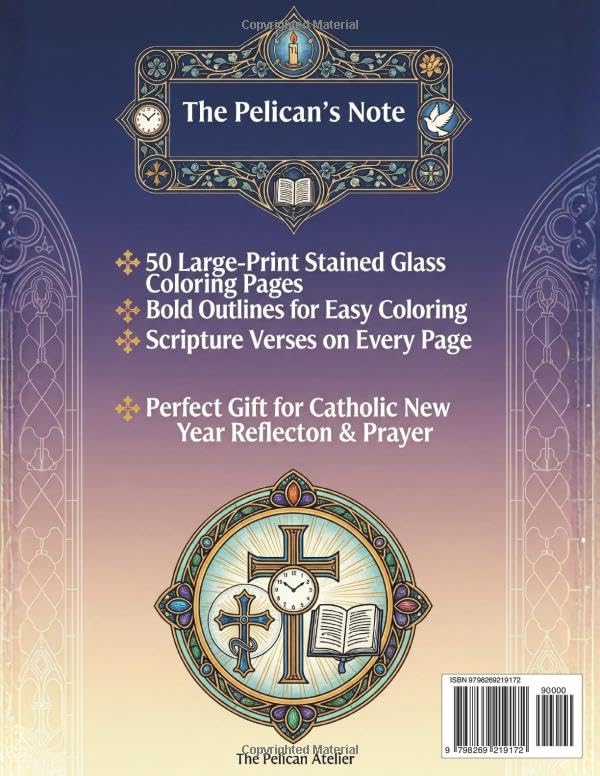Catholic New Year Coloring Book for Adults: Sacred Reflections on Time, Light, and Scripture in Stained Glass Windows (Sacred Arts: Faith-Based & Spiritual Coloring Series) image 3