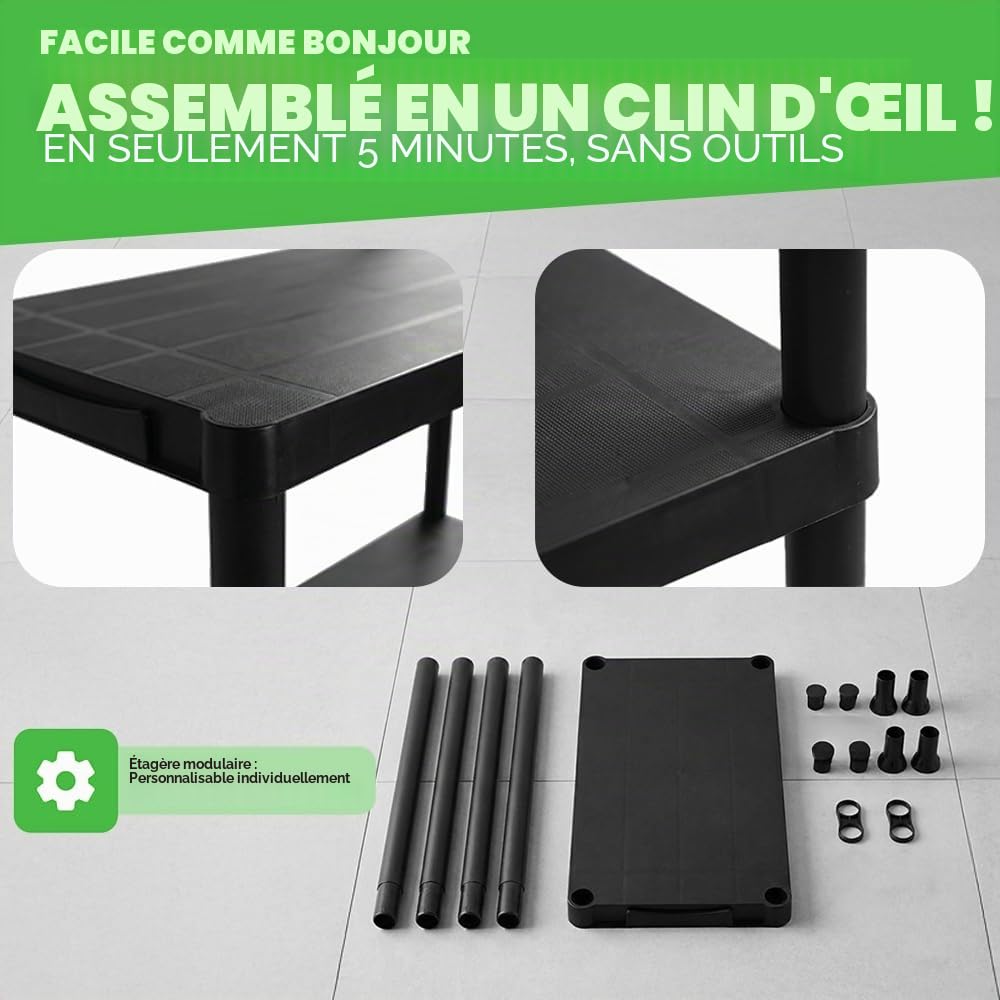 Ondis24 Étagère en plastique 3 x Étagère Étagère pour charges lourdes 60 x 30 x 135 cm