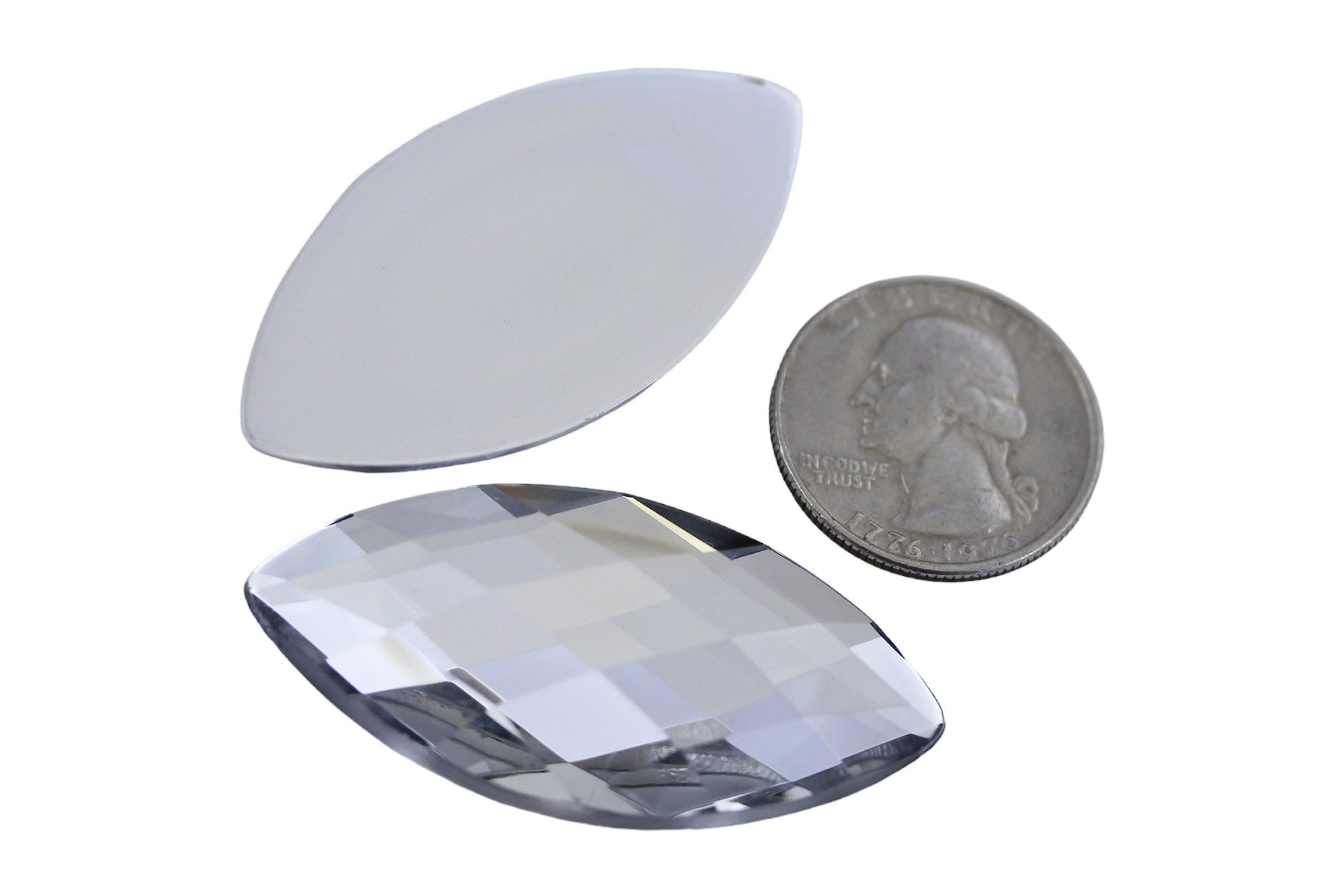 Allstarco Crystal Clear H102 50X25mm Large Flat Back Navette Acrylic Rhinestones Large Cosplay Gems Marquise Embelishments Diy Crafts - 2 Pieces