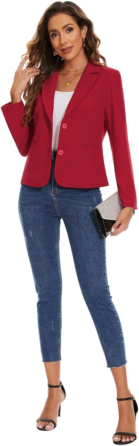 LADI TREND Women's Blazer Jackets Buttons Open Front Long Sleeve Notch Collar Professional Suit Blazers with Pockets - Image 7