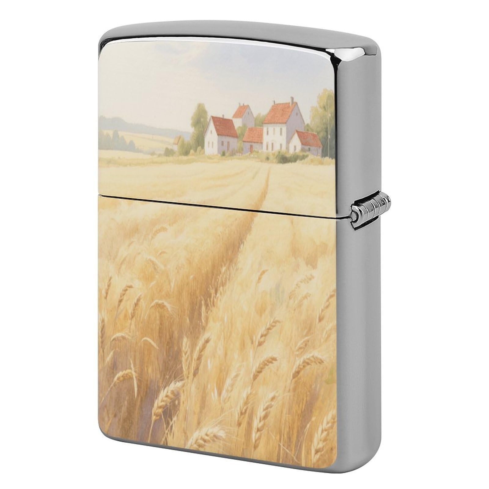 Fekiloot Style Golden Wheat Field Lighter Case Cover Metal Lighter Case