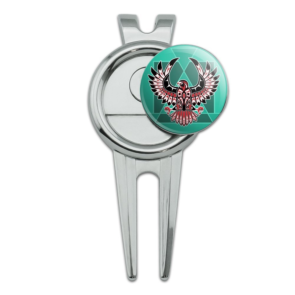 GRAPHICS & MORE Black Hawk Native American Design Style Golf Divot Repair Tool and Ball Marker