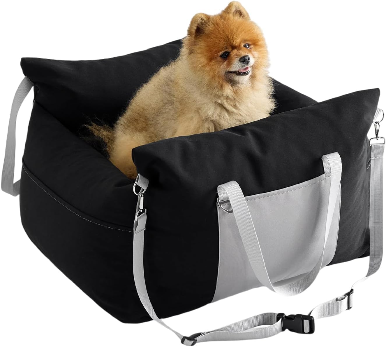 CALIYO Hondenautostoel, veiligheidsgordel - wasbare autostoel hond in blauw/wit voor kleine, middelgrote en grote honden, hondenstoel auto achterbank, hondenmand auto, hondenautostoel