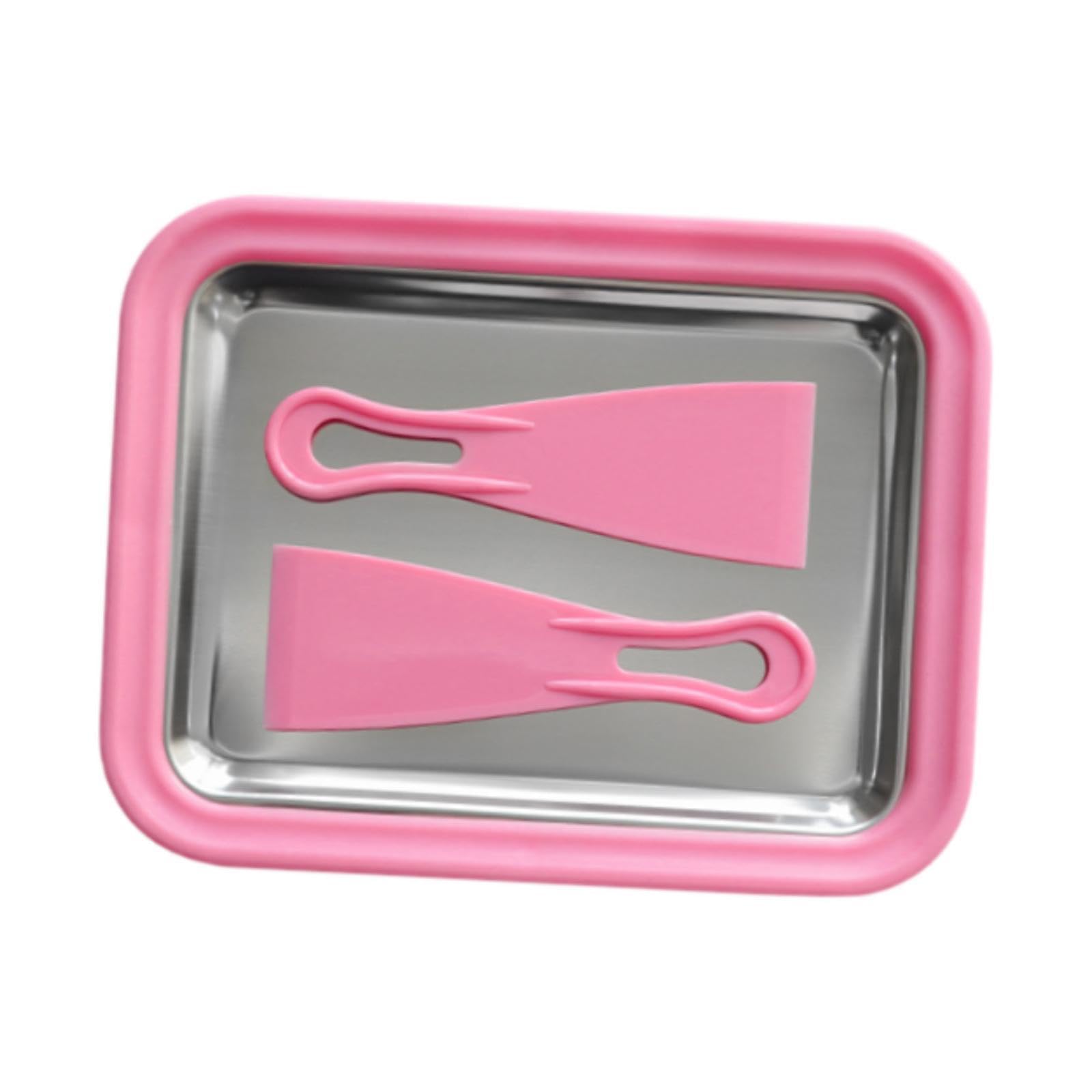 Ioensy Ice Cream Pan Ice Cream Cold Plate Aluminum Alloy Easy to Use DIY Practical Freezer Yogurt Maker with 2 Spatulas for Sorbet, Pink