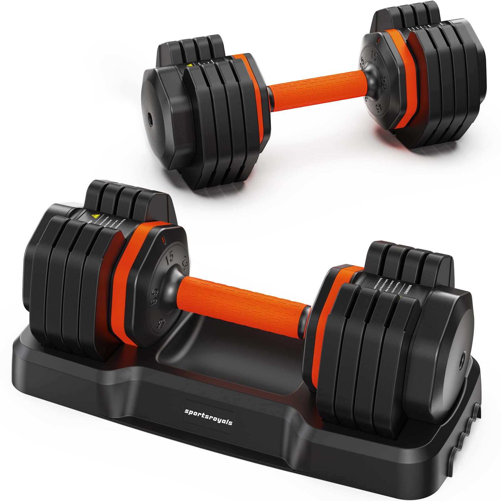 Sportsroyals Adjustable Dumbbells 55LB Single Dumbbells Weights, 5 in 1 Free Weights 15/25/35/45/55lb Dumbbell with Anti-Slip Handle, Suitable for Home Gym Exercise Equipment