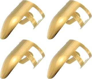 MECCANIXITY Finger Picks Instrument Accessories Stainless Steel Gold Tone for Guitar Pack of 4