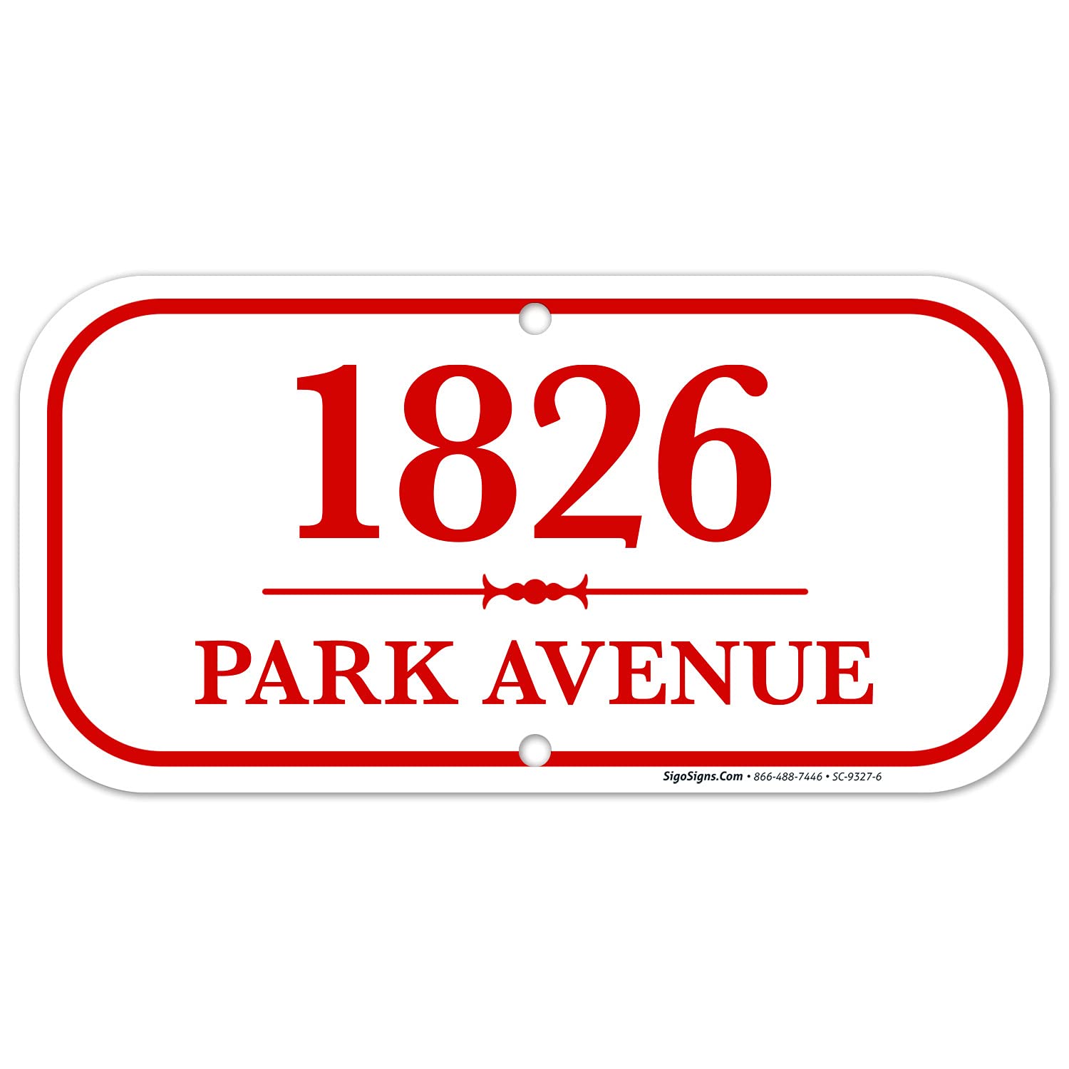 Address Signs for Houses, Custom Personalized House Numbers for Outside Red Border, 6x12 Inches, Rust Free .040 Aluminum, Fade Resistant, Made in USA