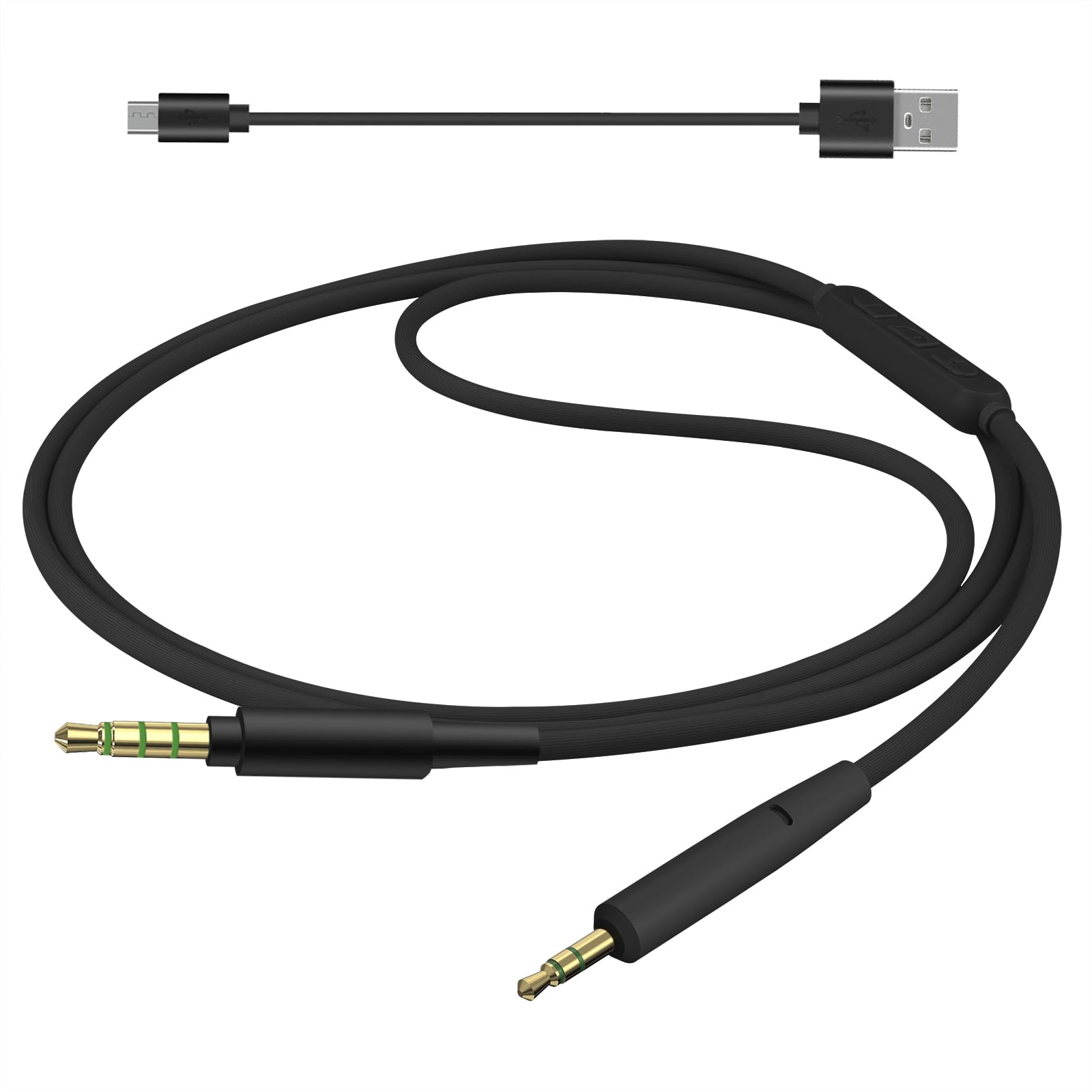 Geekria Audio Cable with Mic Compatible with Bose QC45 QCUltra QC35II QC25 Headphones, 2.5mm to 3.5mm Replacement Stereo Cord with Inline Microphone and Volume Control (4 ft / 1.2 m)