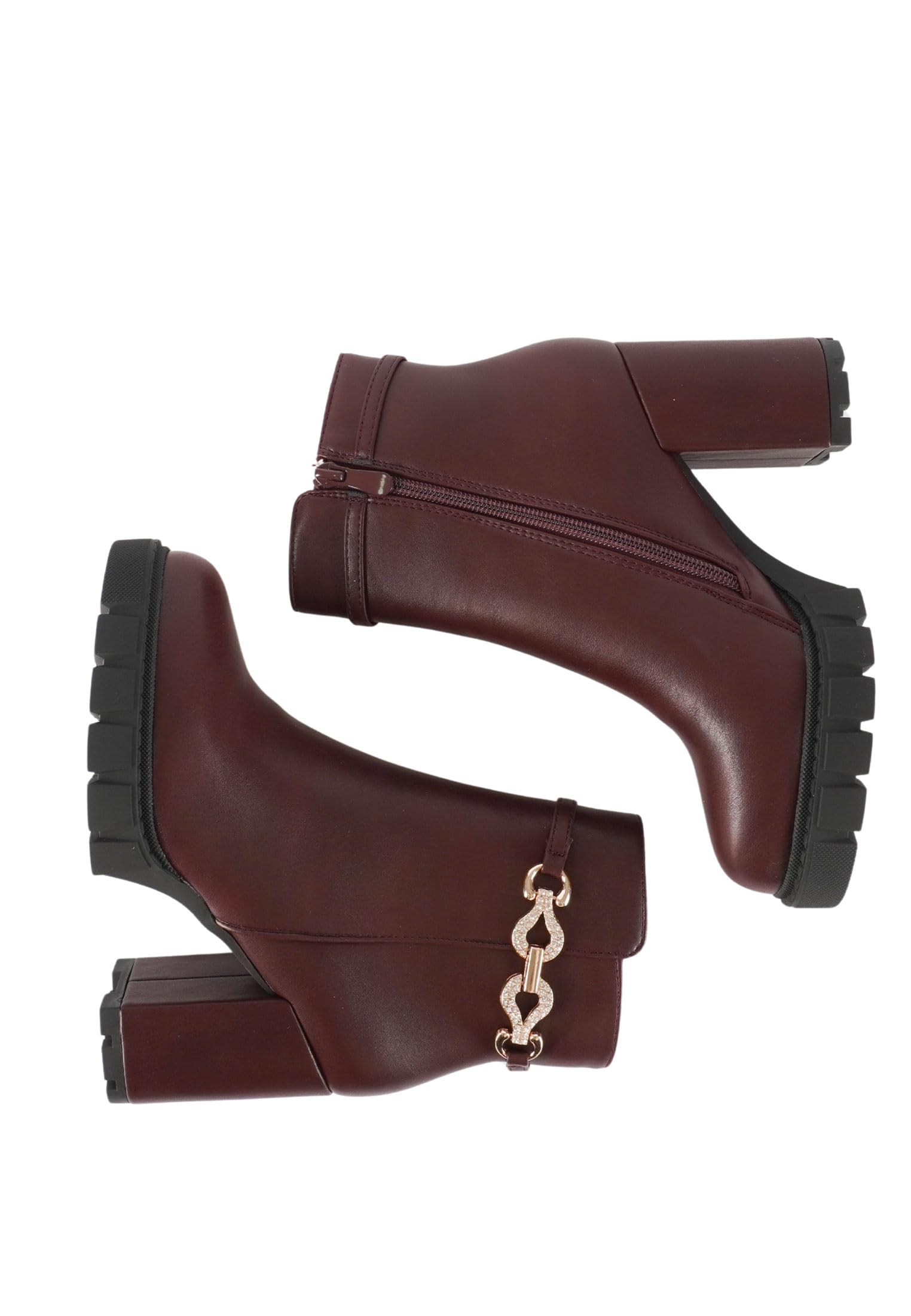 Ciabalù Stivaletti Donna con Tacco Alto Scarpa Elegante con Cinturino Gioiello e Strass, Platform 2.5cm, Tacco 9cm, Gambale 12,5cm, Zip Laterale