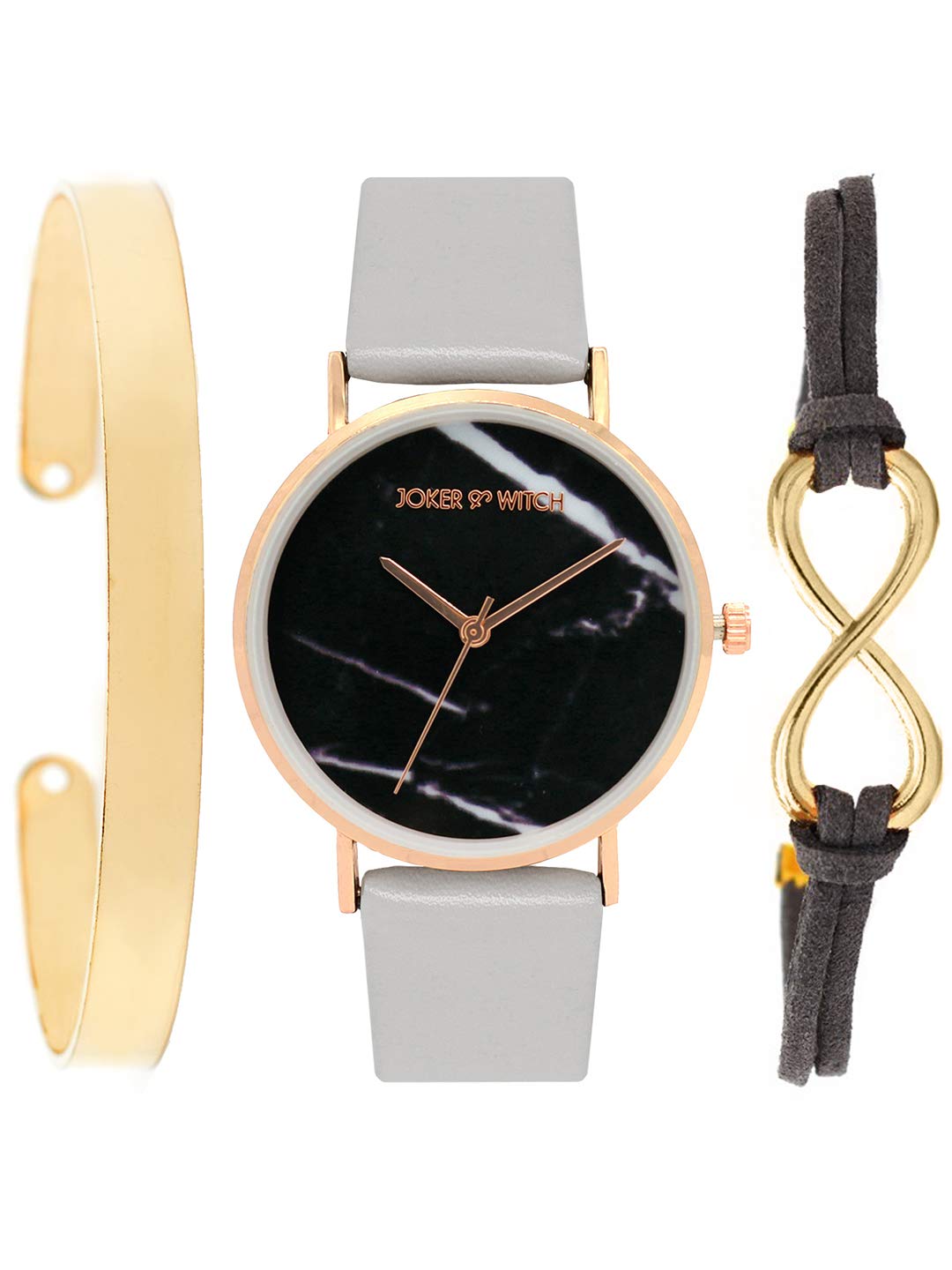 Joker & Witch Synthetic Bonbon Gold And Black Dial Analogue Watch Bracelet Set For Women, Gray Band (B08G55JXVM) Amazon Price History, Amazon Price Tracker