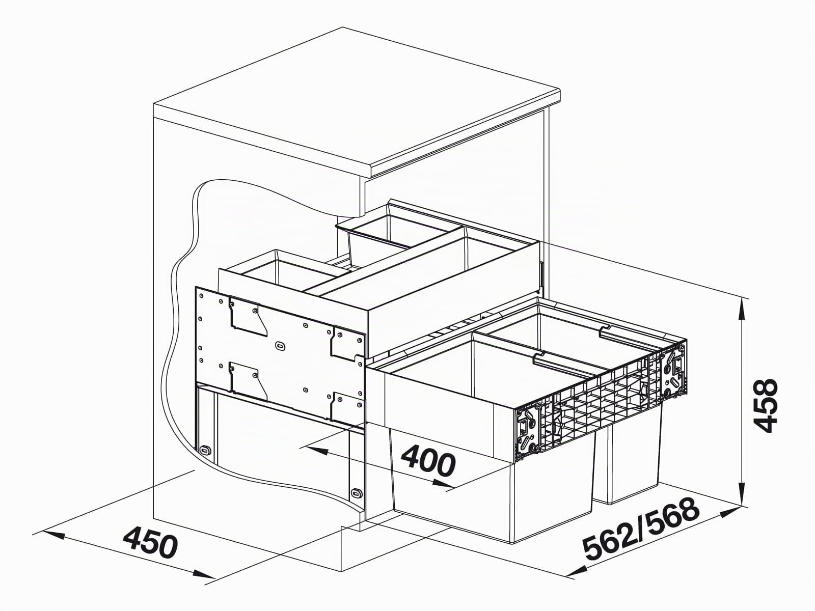 BLANCO SELECT II 60/2 Orga 526208 Sistema organizador de cocina para instalar bajo el fregadero