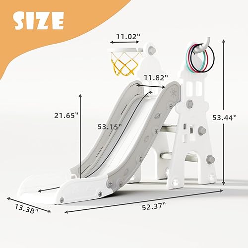 Miniatura 4 de 67i Tobogán infantil 4 en 1 para niños pequeños, tobogán de juego para interiores y exteriores con tobogán para bebé con marco y pelota de