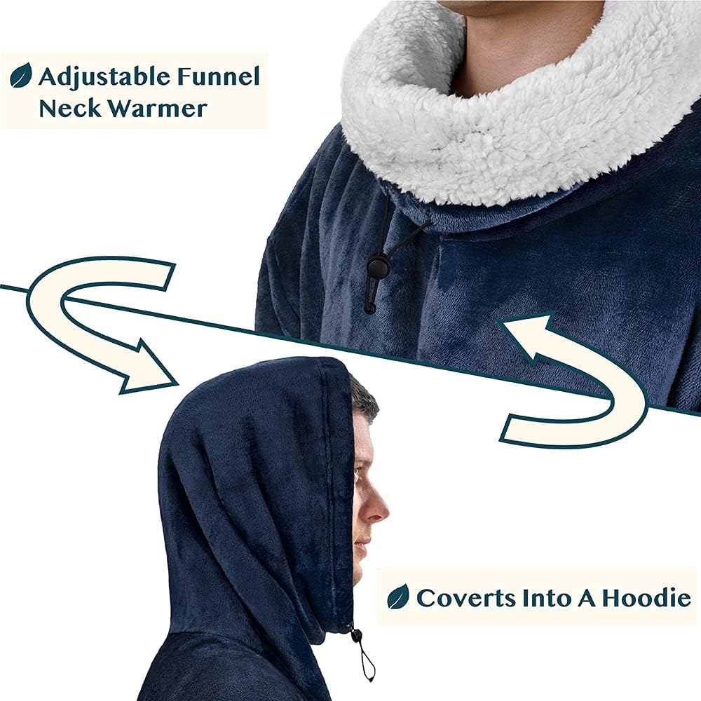PAVILIA Wearable Blanket Poncho Women Men, Oversized Hoodie Sweatshirt Sweater Neck Warmer, Fleece Soft Hug Sleep Pod Adult - Image 2