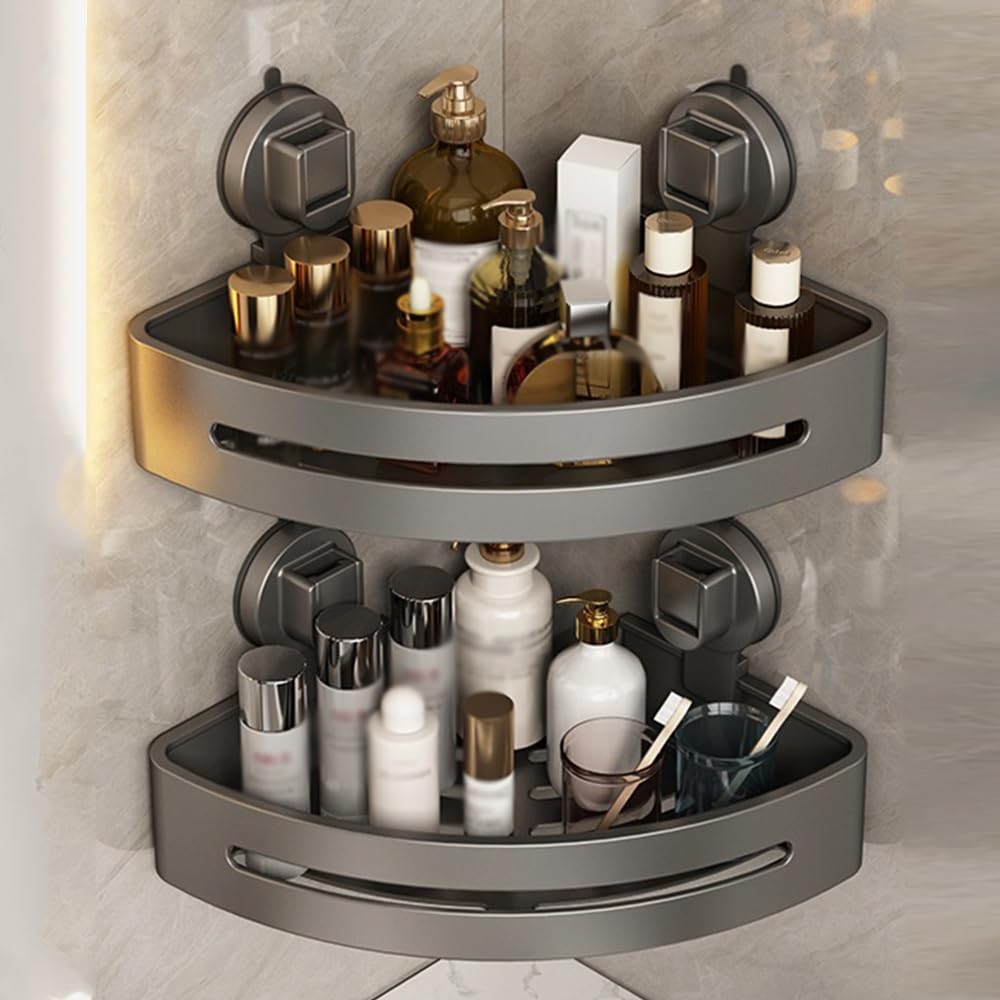 ANNBKA Shower Shelf Racks Shower Caddy Shelf Organizer Rack Bathroom Suction Cup Tripod Wall Mounted Shower Shelf for