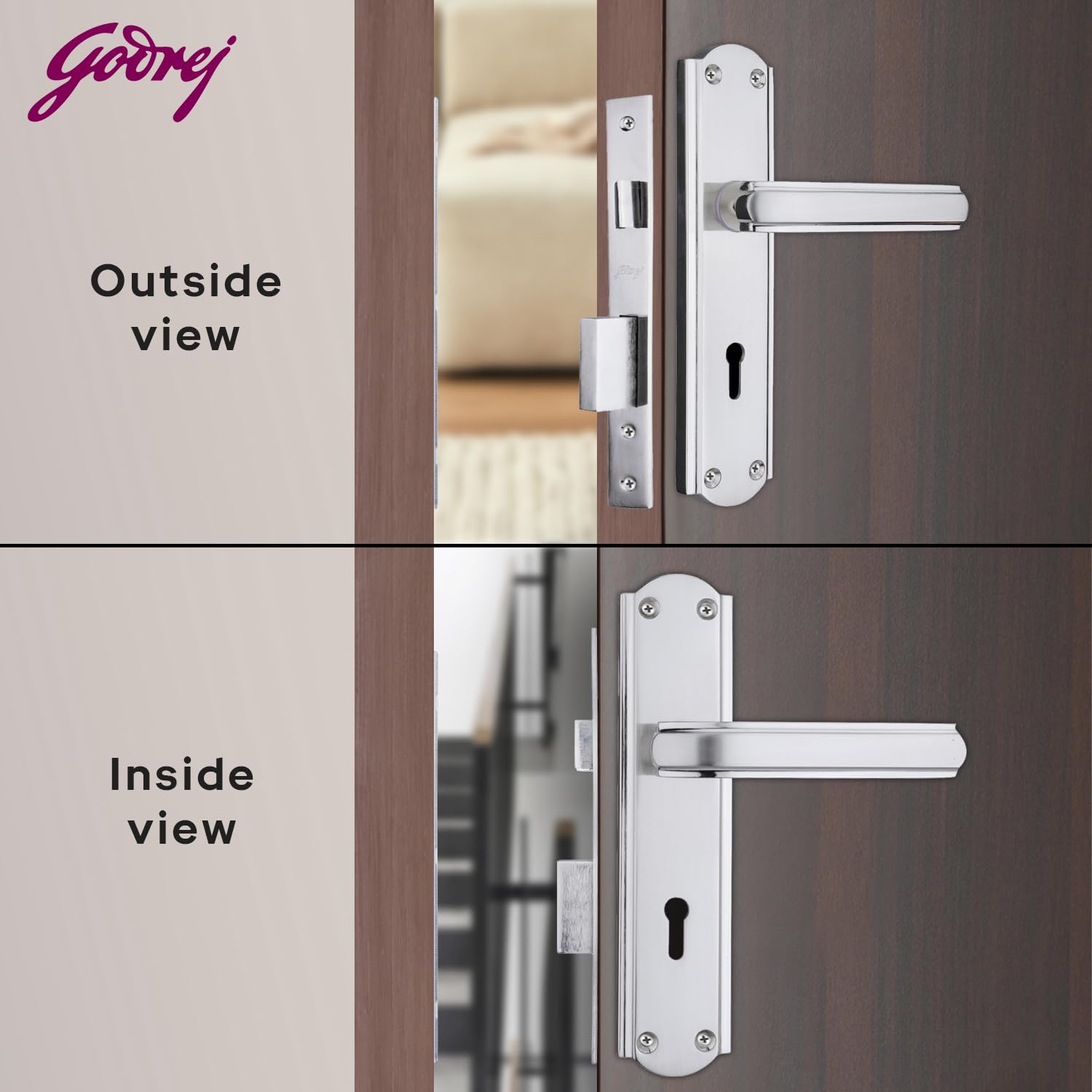 Godrej Mortise Door Lock Handle Set | 180mm Stella | 6-Lever Locking Mechanism | Reversible Latchbolt | Suitable for Left & Right Handed Doors (Satin Steel Finish) | 1 Year Warranty — Amazon image 3