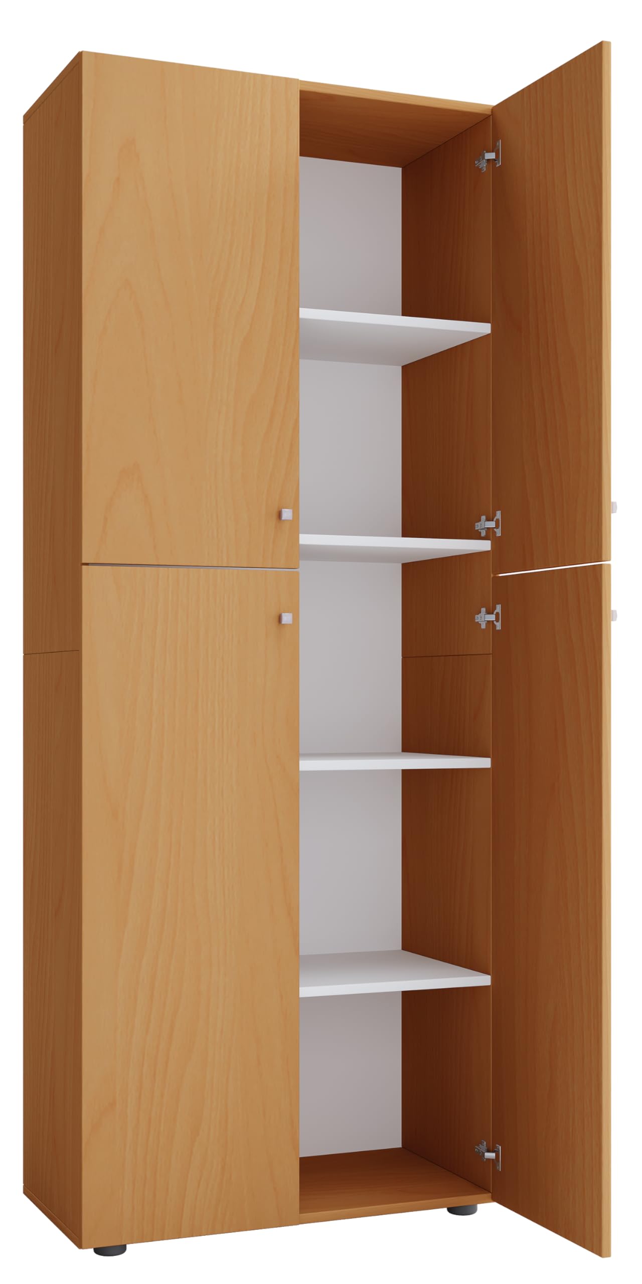 VCM Büroschrank mit 5 Fächern | moderner Aktenschrank mit Drehtüren | Maße ca. B. 70 x H. 184 x T. 40 cm – Lona 5-Fach Buche