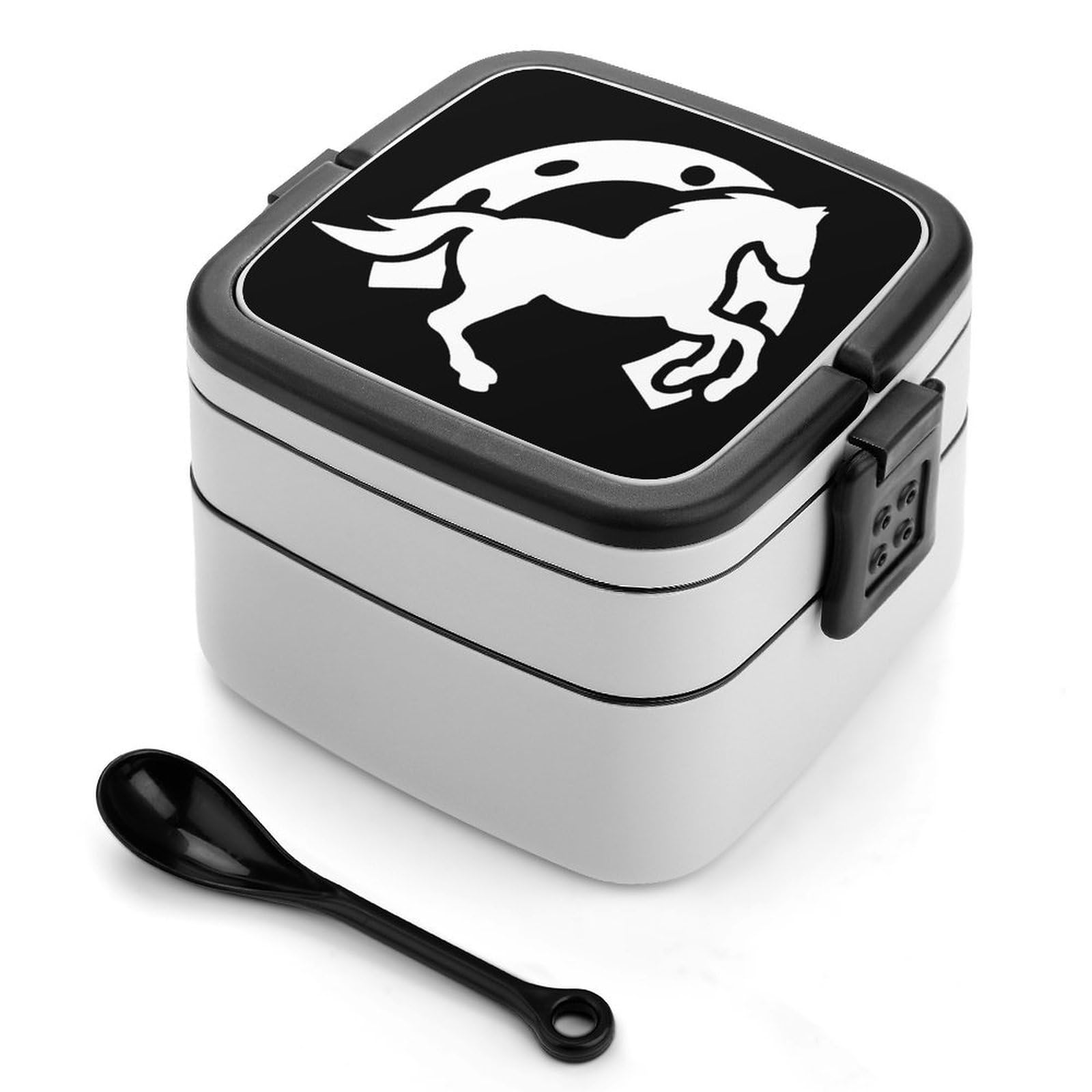CGSBNGHA Horseshoe Horse Bento Lunch Box 2 Layer Lunchbox Food Container for Adults Office