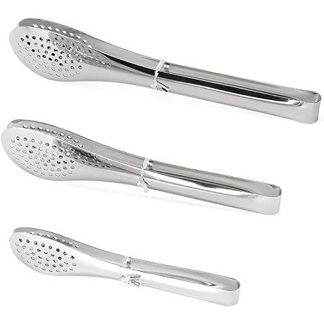 Versatile Stainless Steel 3-Pack Tongs for Kitchen, BBQ, Baking and More
