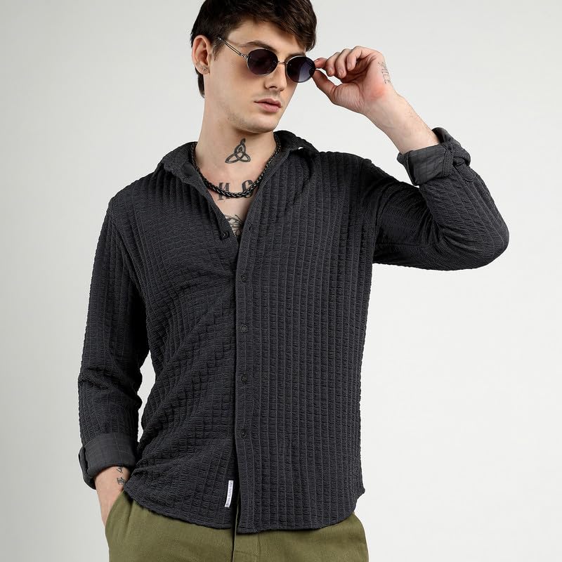 Image of CAHOOT Men'sTartan Plaid Shirt for Casual Wear | Spread Collar | Long Sleeve | Button Closure | Shirt Crafted with Comfort Fit for Everyday Wear