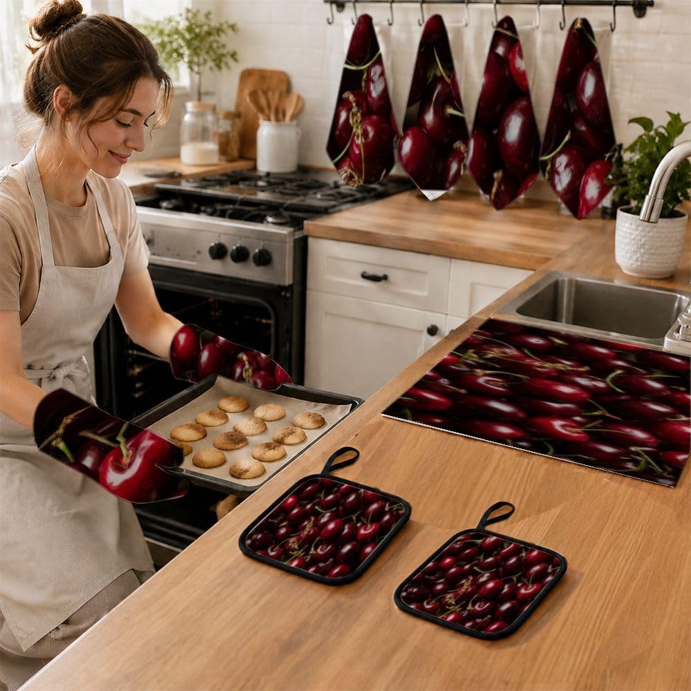 Set di 9 accessori e decorazioni da cucina con ciliegie fresche