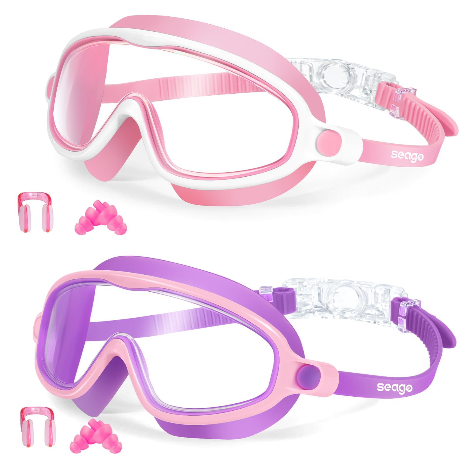 Seago Swim Goggles 2 Pack Anti-Fog Anti-UV Wide View Swimming Goggles for Kids 3-14 — view 12
