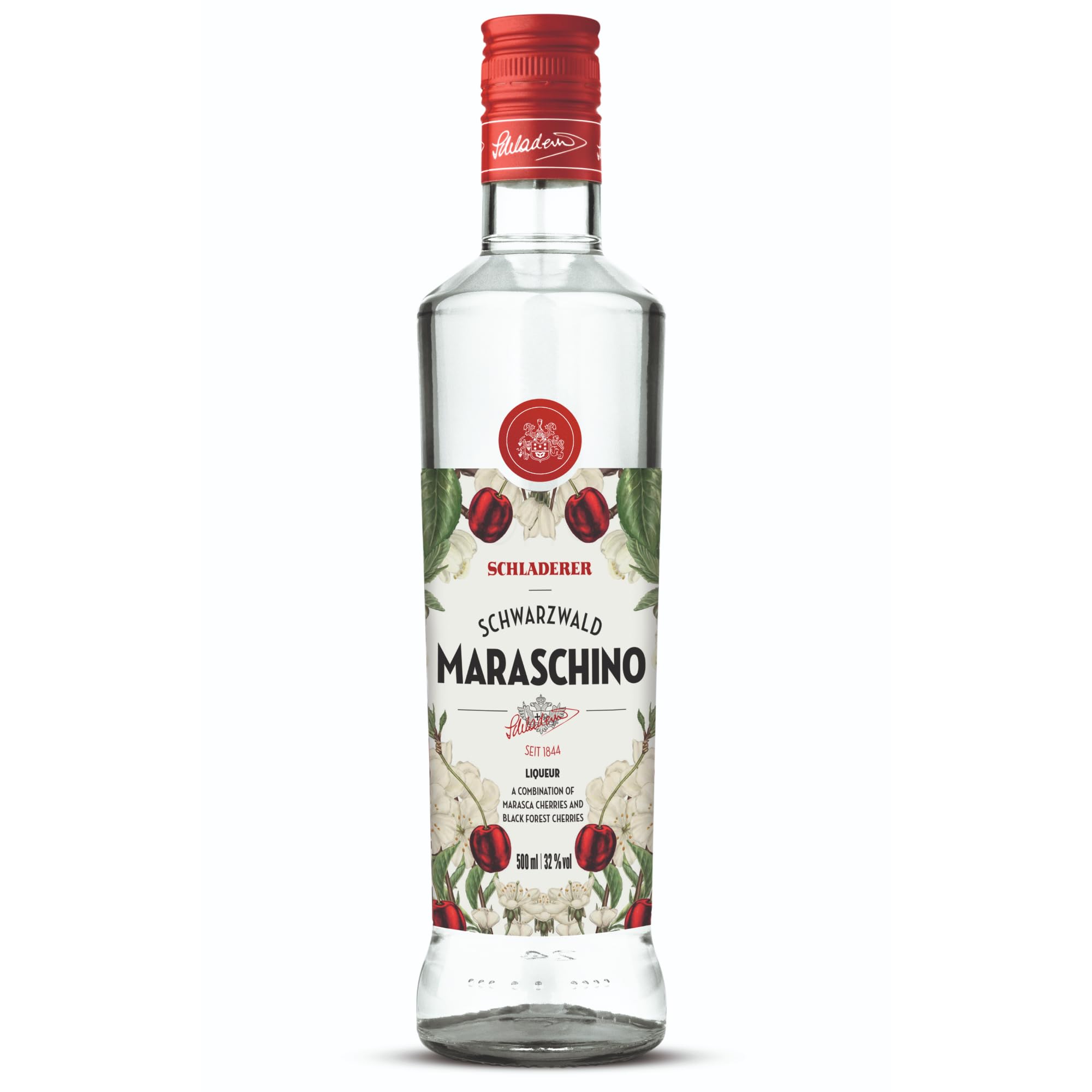 Schladerer Maraschino Likör, einzigartige Kombination aus Maraska Kirschen und Schwarzwälder Sauerkirschen, feingliedrig und intensiv fruchtig (1 x 0.5 l)