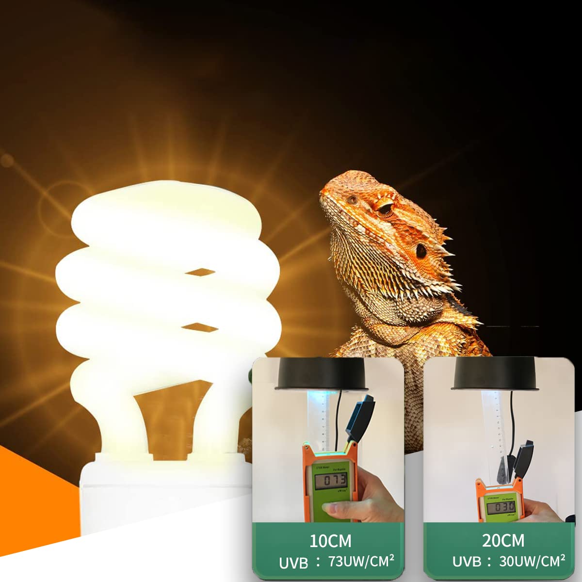 Lampadina per rettili UVB Lampada tartaruga Lampadine fluorescenti compatte a risparmio energetico per anfibi della foresta pluviale tropicale Pet Acquario Pesce Lucertola Serpente (UVB5.0 13W)