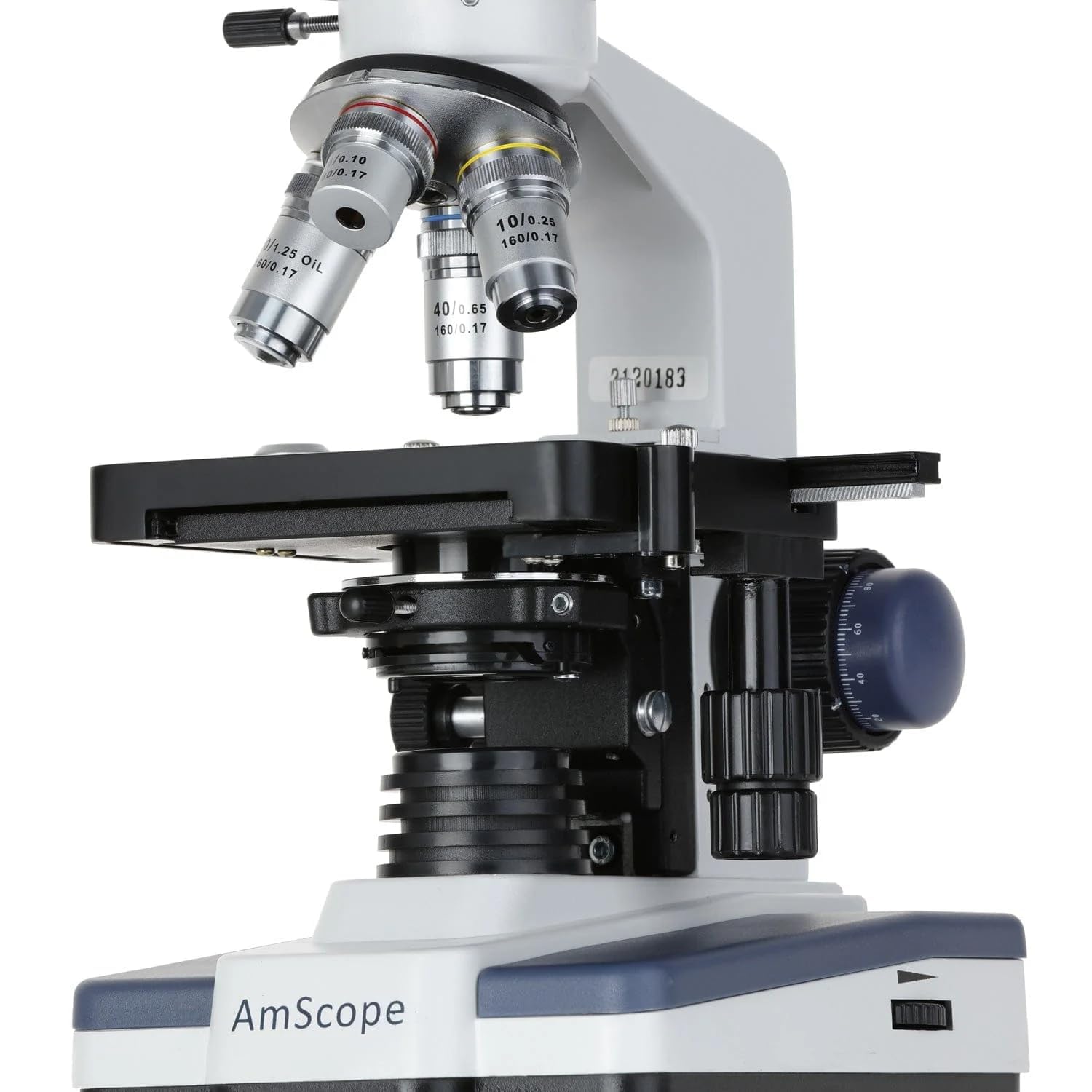 AmScope - Microscopio compuesto binocular digital LED 40X-2500X w etapa 3D + cámara USB 3MP - B120C-E3