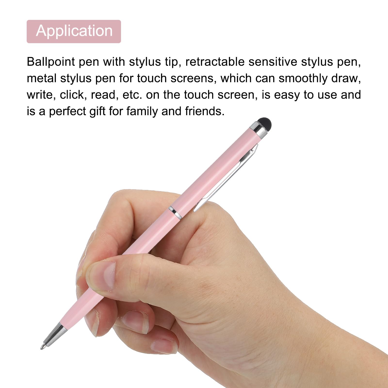 QUARKZMAN 6 Penne 2-in-1 Con Stilo Per Touch Screen – Penna A Sfera Metallica Retrattile, Punte Sostituibili, Per Tutti I Dispositivi Capacitivi (Rosso)