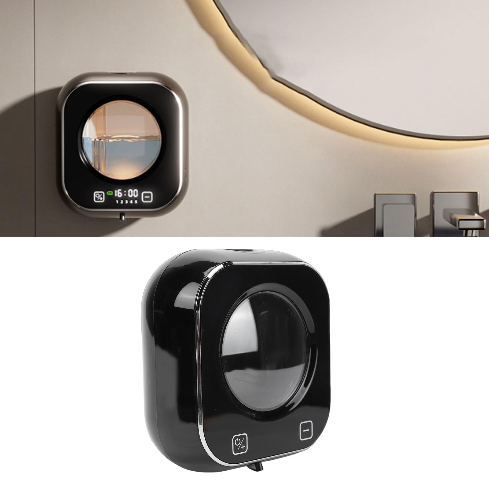 Naroote Dispensador de Jabón Espuma Automático Pared 1500mAh (Black)