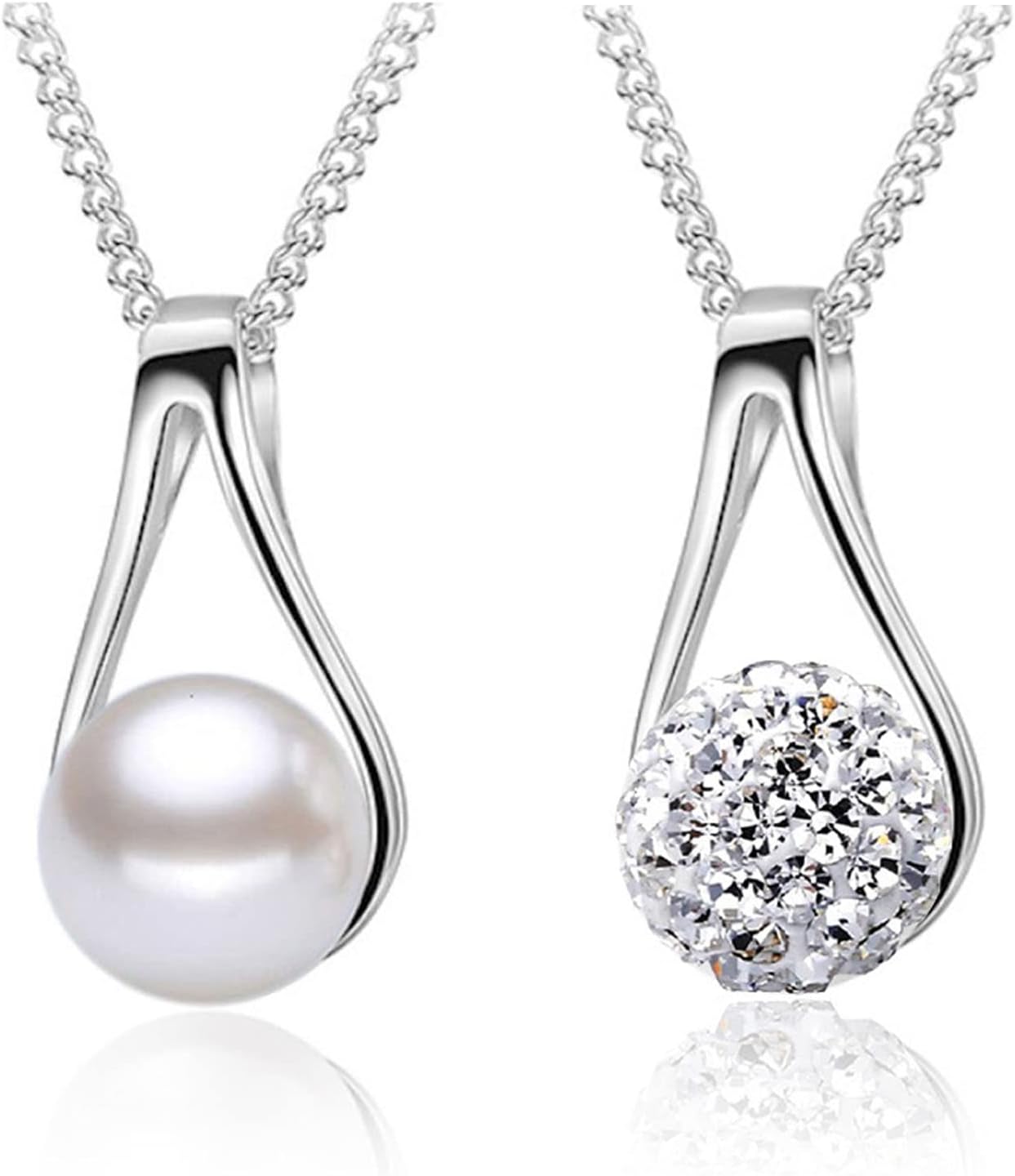 Sponsored Ad – Single Pearl Necklace for Women, White Dainty CZ Pearl Drop Pendant Necklace| Elegant adjustable Chain Necklace| 18k Silver Plated Pearl Necklace for Women