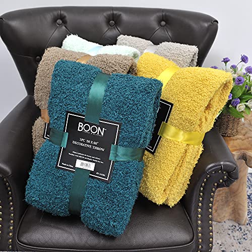 Home Soft Things Yellow Fluffy Knitted Woven Throw Blanket, 60'' X 80'', Mimosa, Lightweight Soft Cozy Comfy Decorative Throw Blanket For Couch Sofa Outdoor Indoor #TOP3