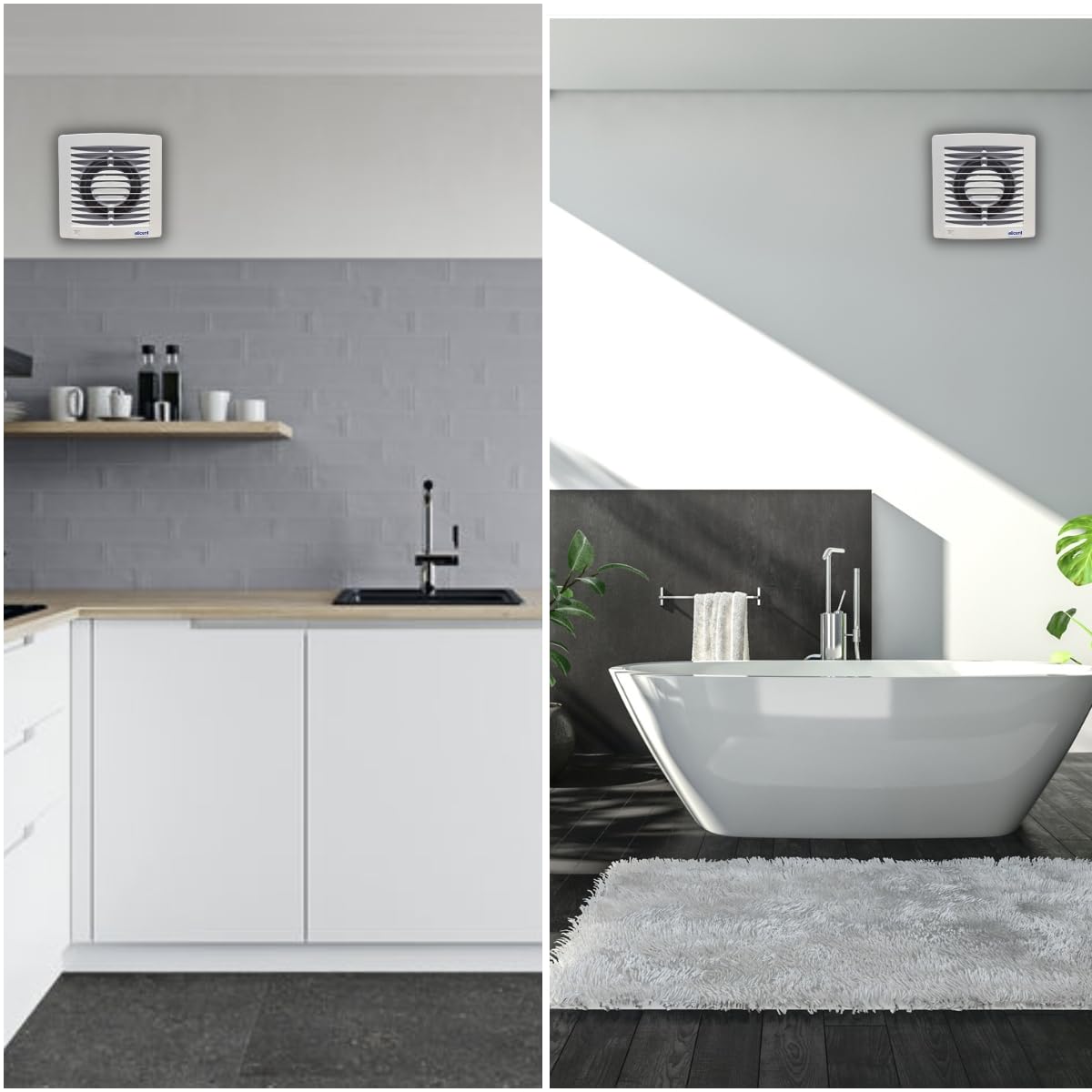 elicent | Estyle 100 Performance Set da 2 Pezzi Aspiratore Elicoidale Ø100 mm con Design Ultrasottile per Espulsione Diretta, Motore Induzione 230V, Silenzioso e Resistente