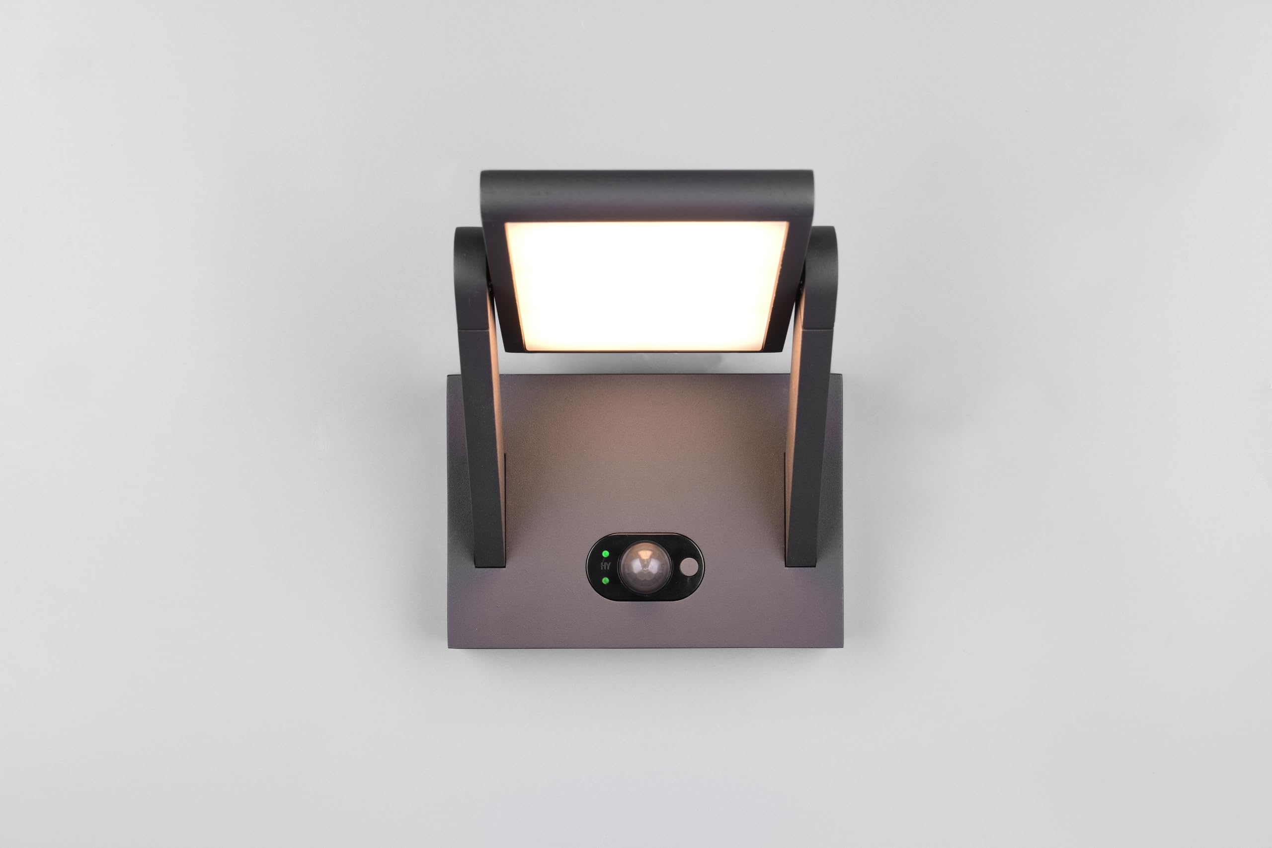Trio Leuchten LED Außen Wandleuchte Malawi 253769142, Aluminium Druckguss Anthrazit, 5 Watt LED, Hybrid Solar/Netzbetrieb, Dämmerungssensor, Bewegungssensor