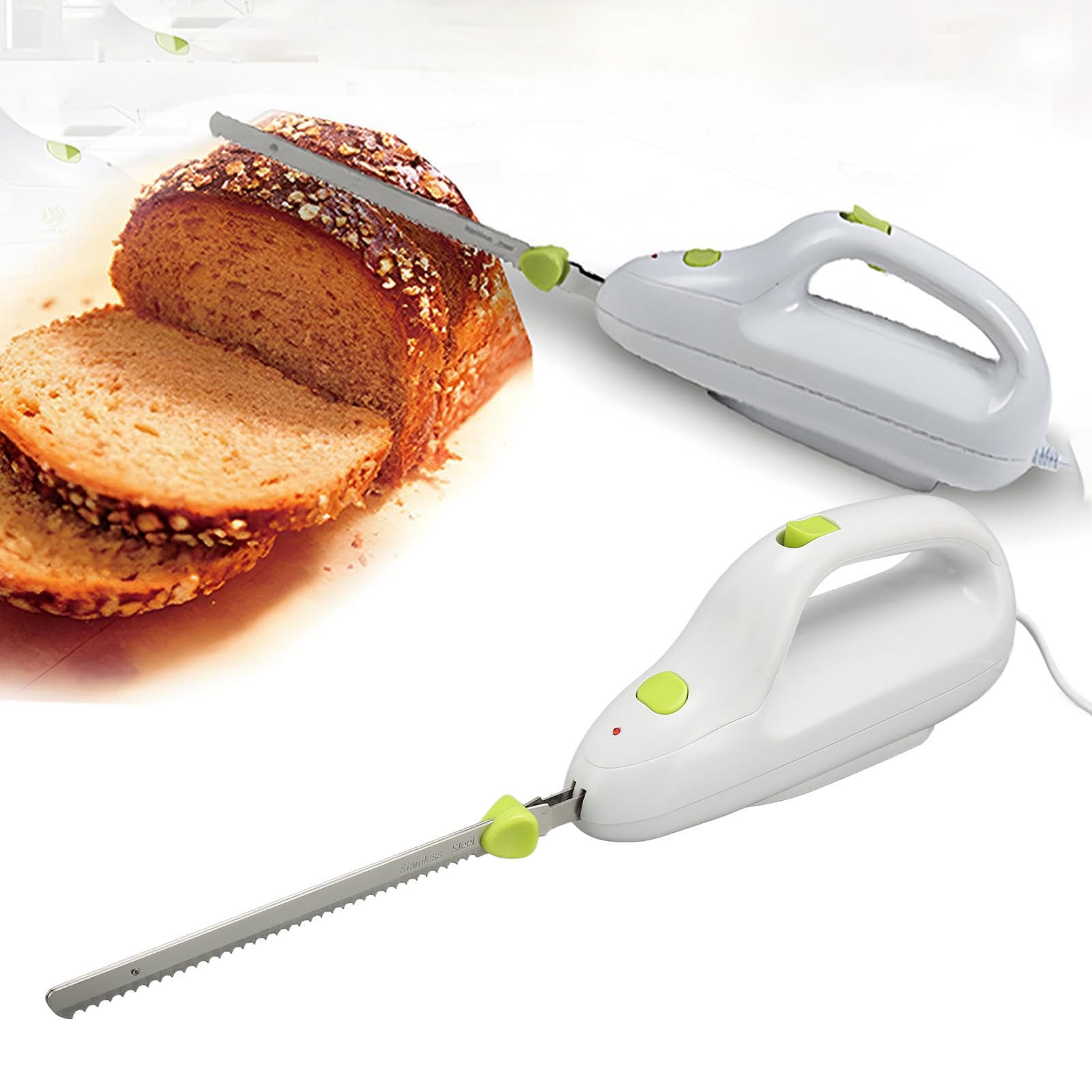 Coltello Elettrico Affettatore A Batteria - Per Carne, Pane, Formaggio - Lame In Acciaio Inox - Manico Antiscivolo - Foto 5