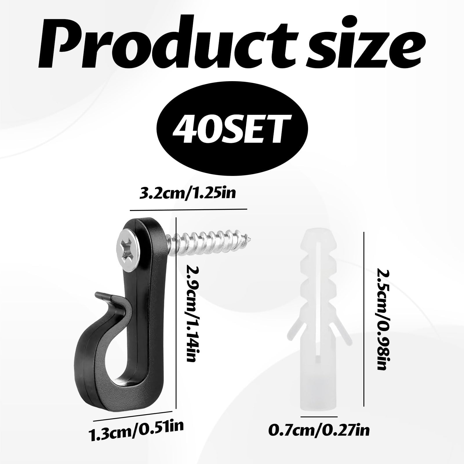 40 Pack Q-Hanger Screw in Hooks for Wood,Screw Hook for Hanging with Safety Buckle,Fence Hooks for Outdoor Lights,Outdoor Hook for Lights - Image 2