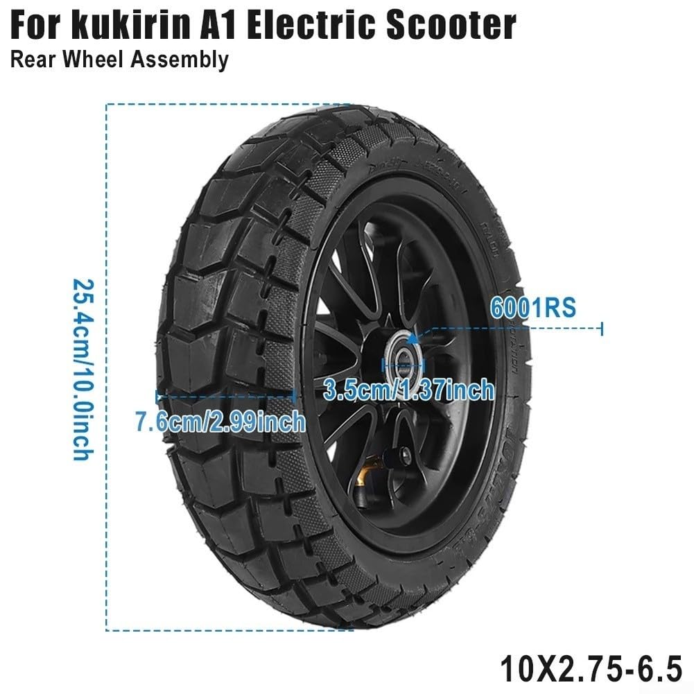 Roue pour Kukirin A1, roue arrière de scooter électrique avec pneus 10 x 2,75-6,5, pièce de rechange, moteur de moyeu complet pour réparation de scooter