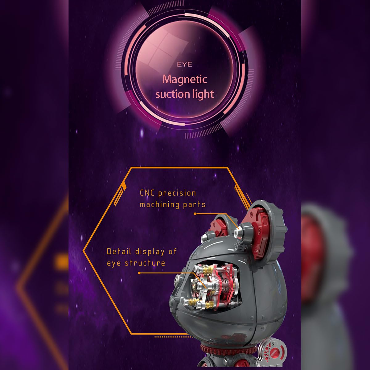 Steampunk - Puzzle in metallo 3D per adulti, motivo: orsetto violento 3D, in metallo, con base, 236 pezzi, montaggio meccanico, modello di orso