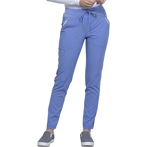 Cherokee Statement Women Scrubs Pant Mid Rise Tapered Leg Drawstring CK055