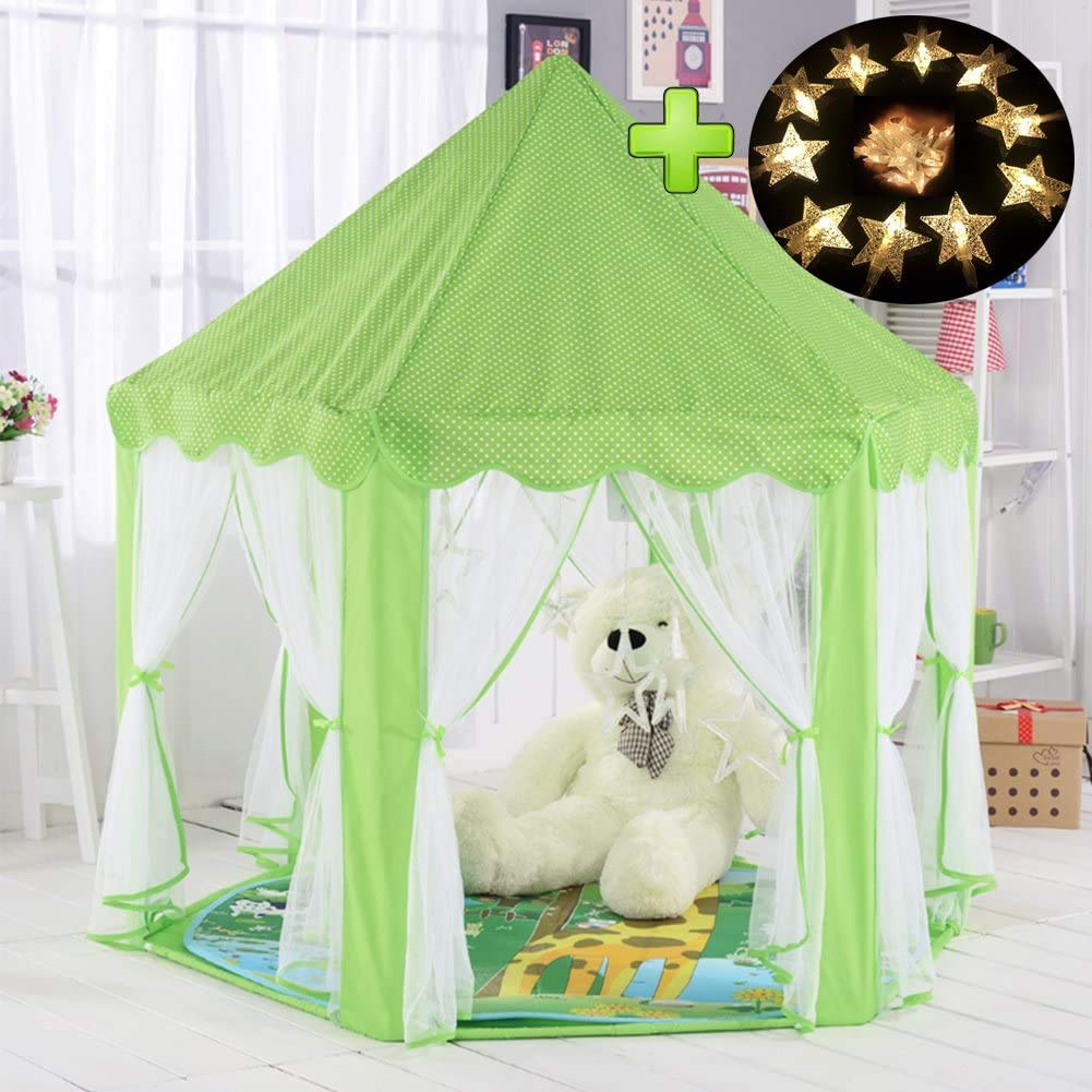 MYMM Play Tent, Children Princess Castle, Kids Nook Tents for Indoor & Outdoor Use, Carrying Case, baby birthday gift, Play House, Puzzle game… (Green)