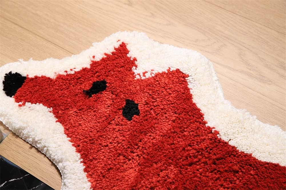 ZSCYD-yingda1992 Fox Shaped Bath Rug Microfiber and Non Slip Backing Bath Mat Bathroom Bedroom Cartoon Bathtub Rug Bathroom Tub Decor Water Absorption Machine Washable (42x84cm/16.5x33.1in)