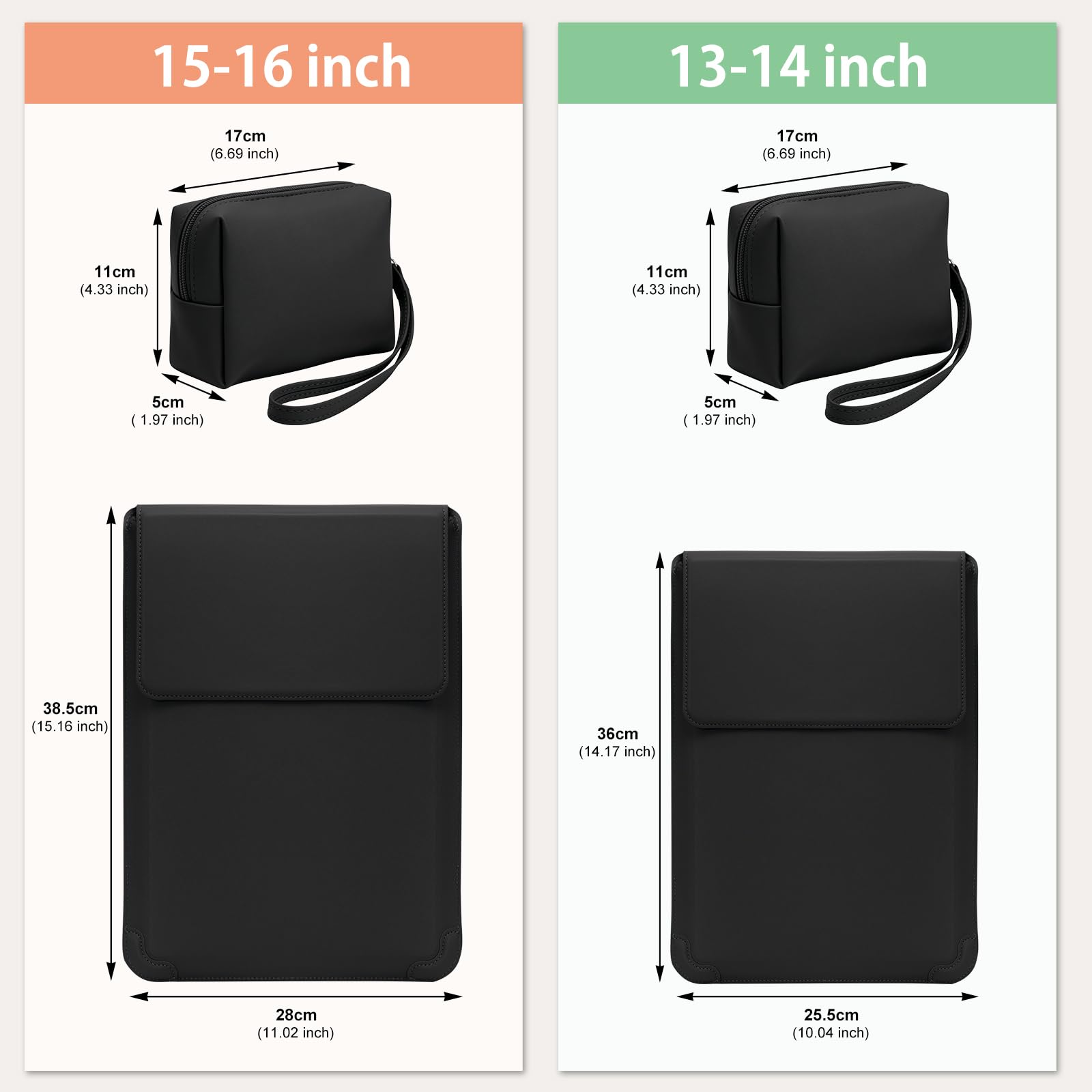 15-15,6-16 Pollici Laptop Custodia Borsa con Stand per MacBook Pro 16" M5/M4/M3/M2/M1 & Pro/Max, MacBook Air 15" M5/M4/M3/M2, 15"-15,6"-16" PU Pelle Computer Portatile Cover (Nero)