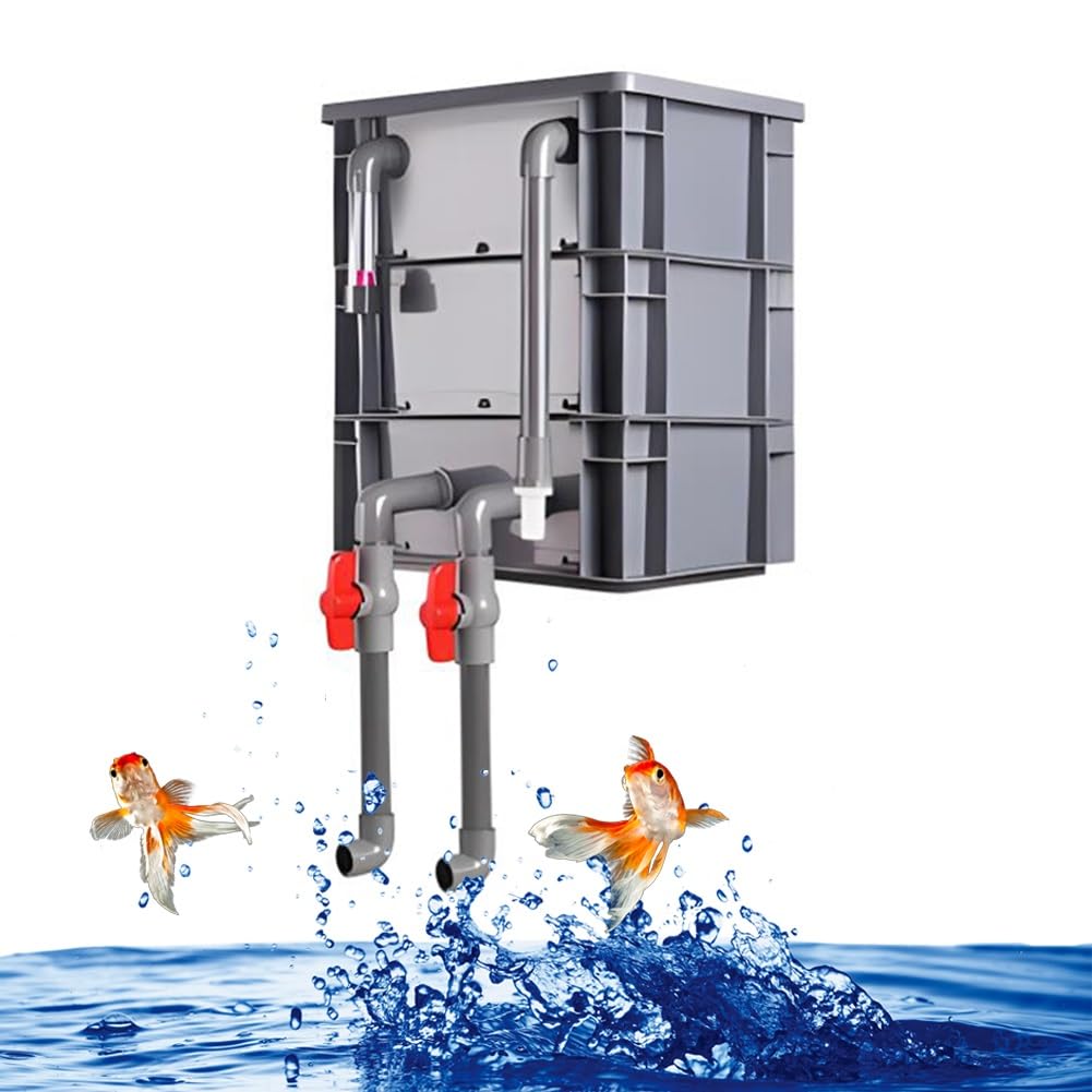 Skrzynka filtrująca, filtr do akwarium, system filtrujący do akwarium, duży zestaw filtrów do zbiornika, zewnętrzny filtr cyklu wody do stawów, filtr ociekowy, bez pompy i mediów (40 x 30 x 68 cm)